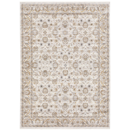 Maharaja Ivory Grey Traditional Oriental Indoor Rug