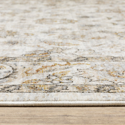 Maharaja Ivory Grey Traditional Oriental Indoor Rug