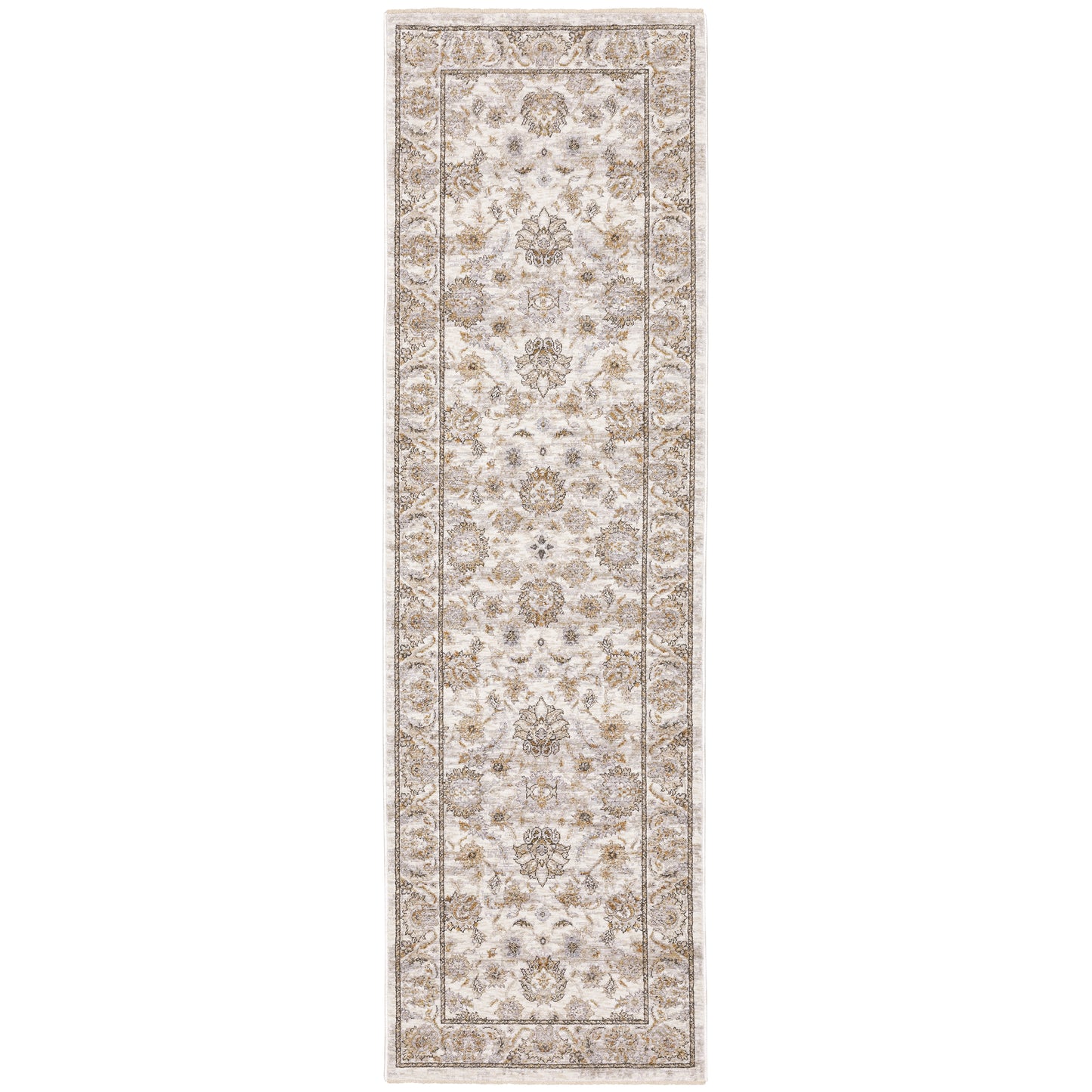 Maharaja Ivory Grey Traditional Oriental Indoor Rug