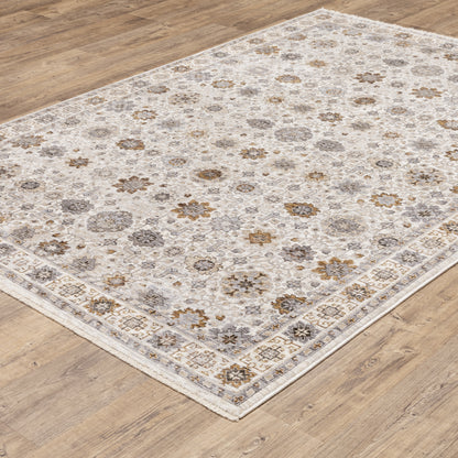 Maharaja Ivory Gold Traditional Oriental Indoor Rug