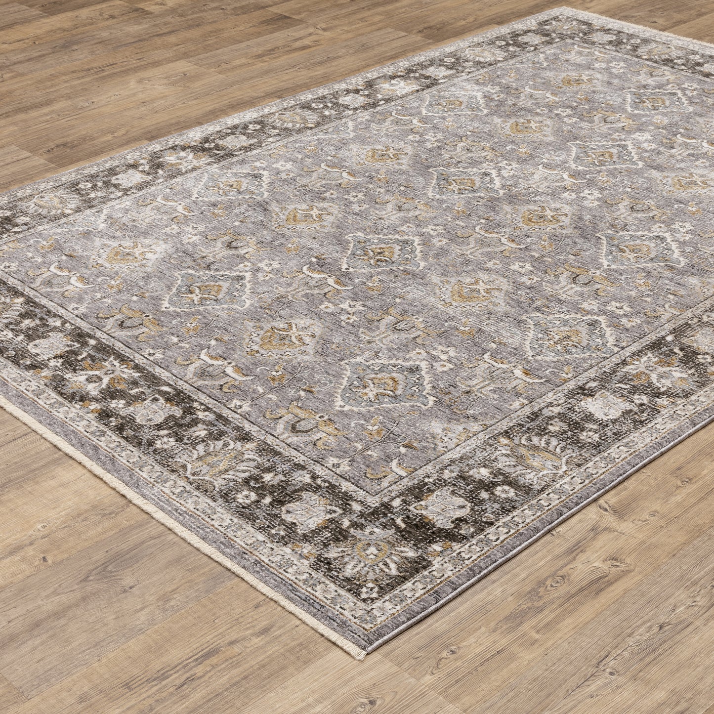 Maharaja Grey Blue Traditional Oriental Indoor Rug