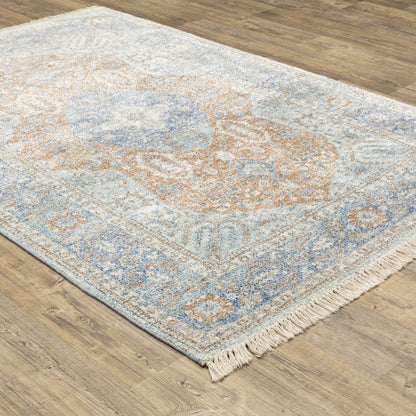 Malabar Blue Red Traditional Oriental Indoor Rug