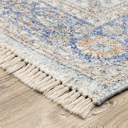 Malabar Blue Red Traditional Oriental Indoor Rug