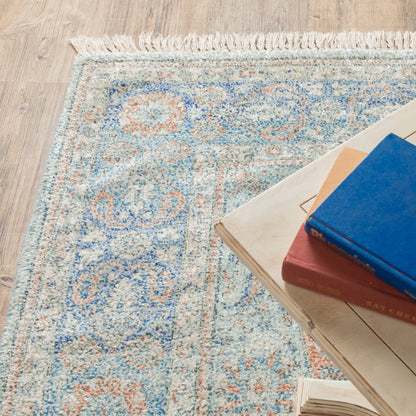 Malabar Blue Red Traditional Oriental Indoor Rug