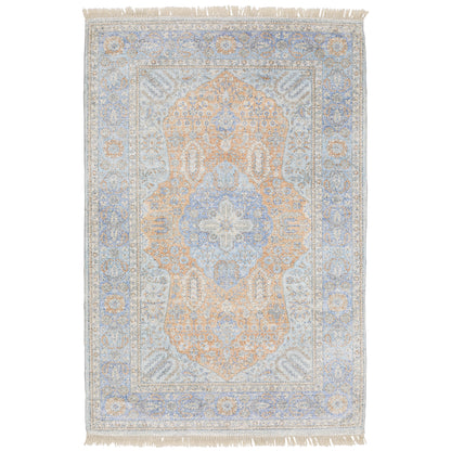 Malabar Blue Red Traditional Oriental Indoor Rug