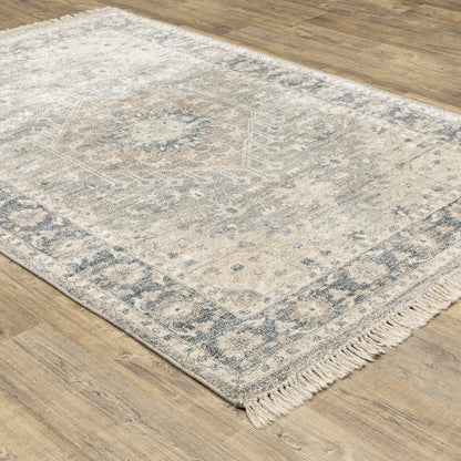 Malabar Beige Grey Traditional Oriental Indoor Rug