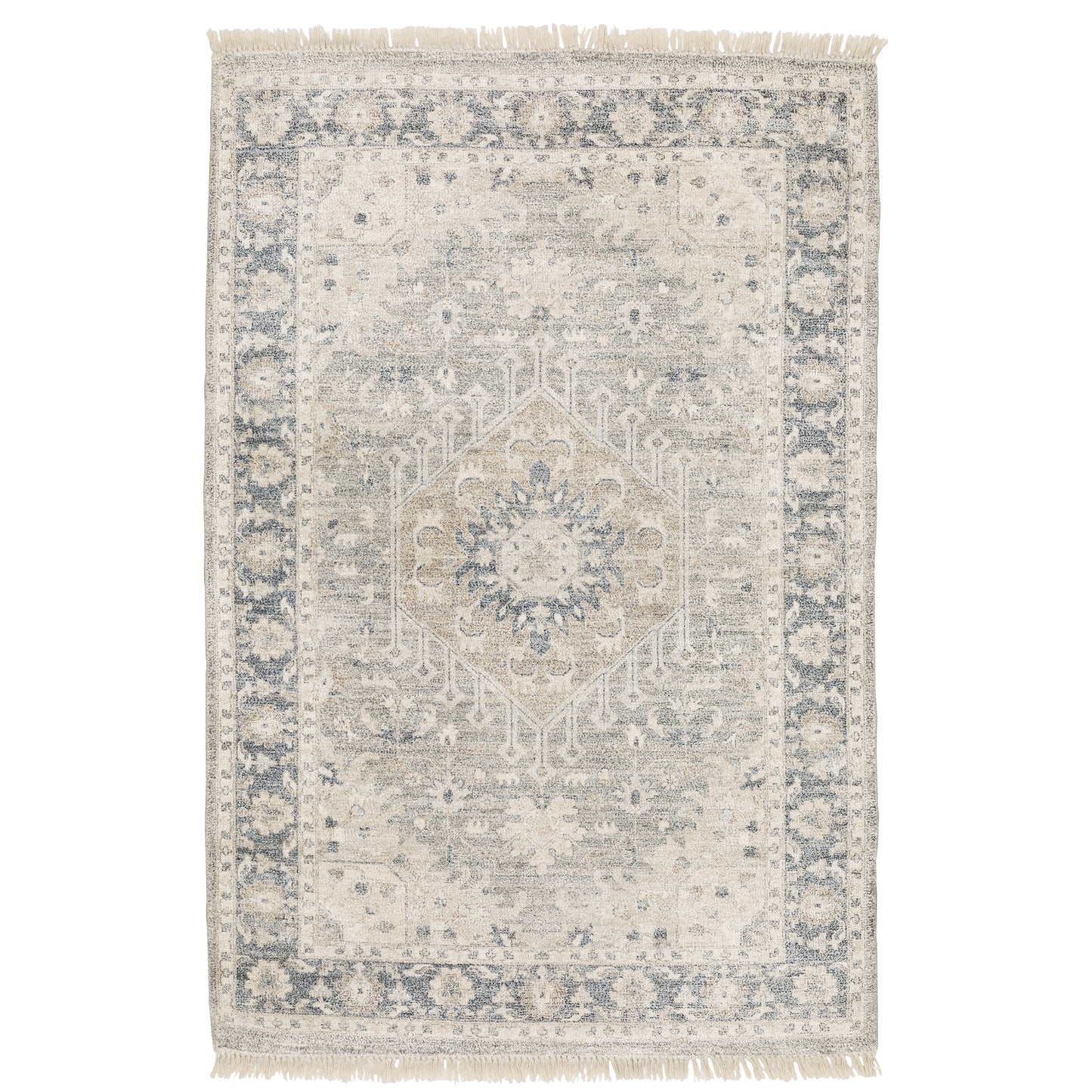 Malabar Beige Grey Traditional Oriental Indoor Rug