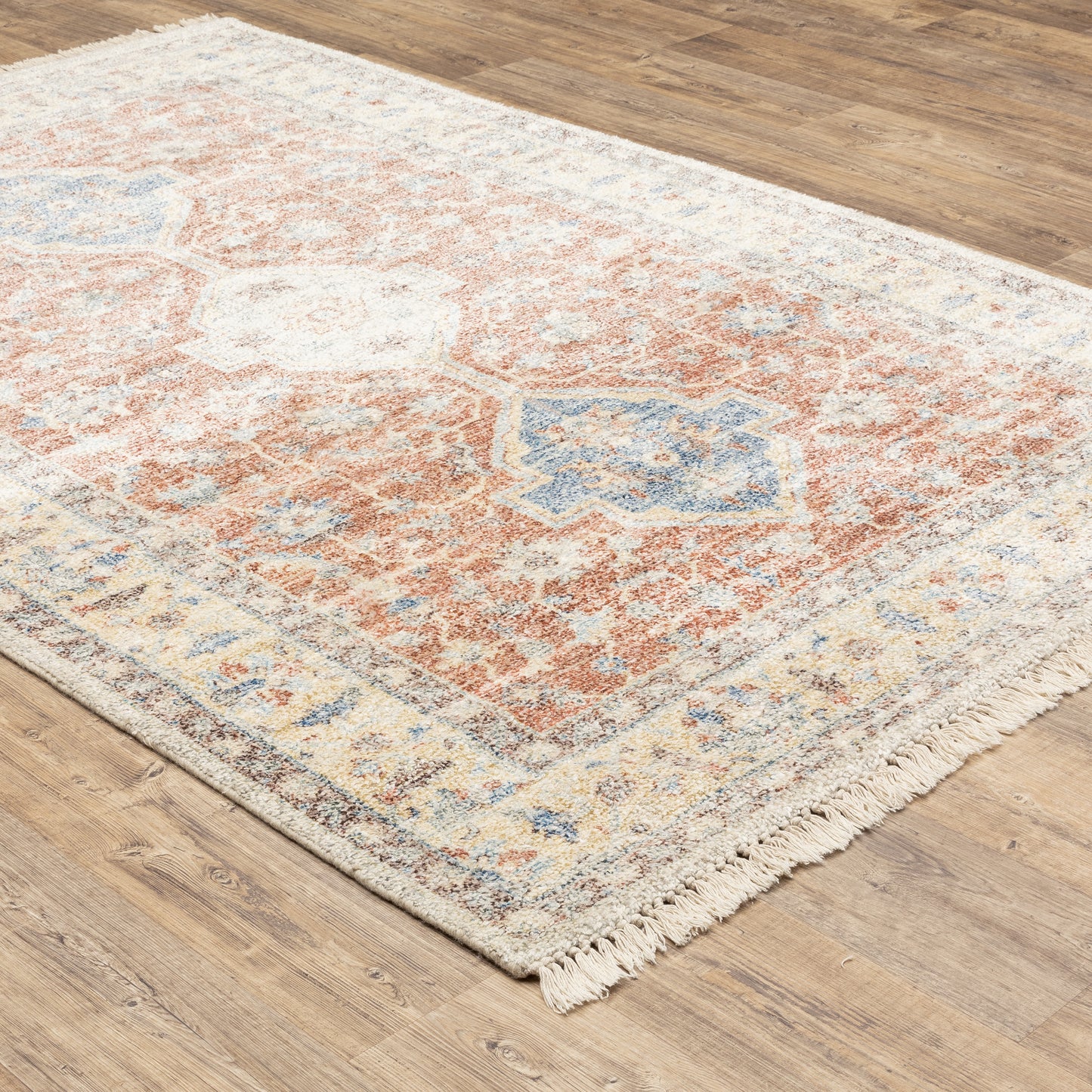 Malabar Orange Blue Traditional Oriental Indoor Rug