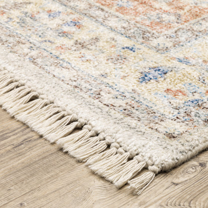 Malabar Orange Blue Traditional Oriental Indoor Rug