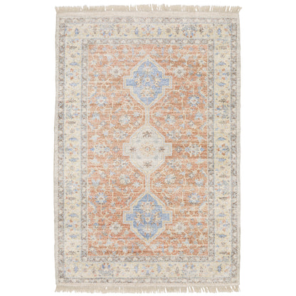 Malabar Orange Blue Traditional Oriental Indoor Rug