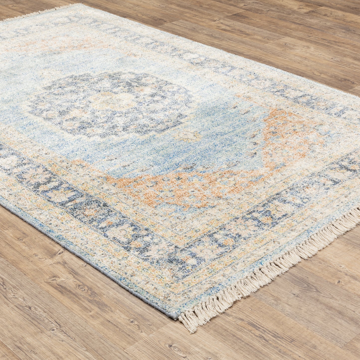 Malabar Blue Beige Traditional Oriental Indoor Rug