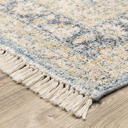 Malabar Blue Beige Traditional Oriental Indoor Rug