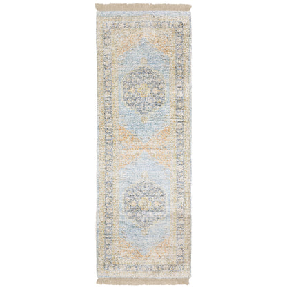 Malabar Blue Beige Traditional Oriental Indoor Rug