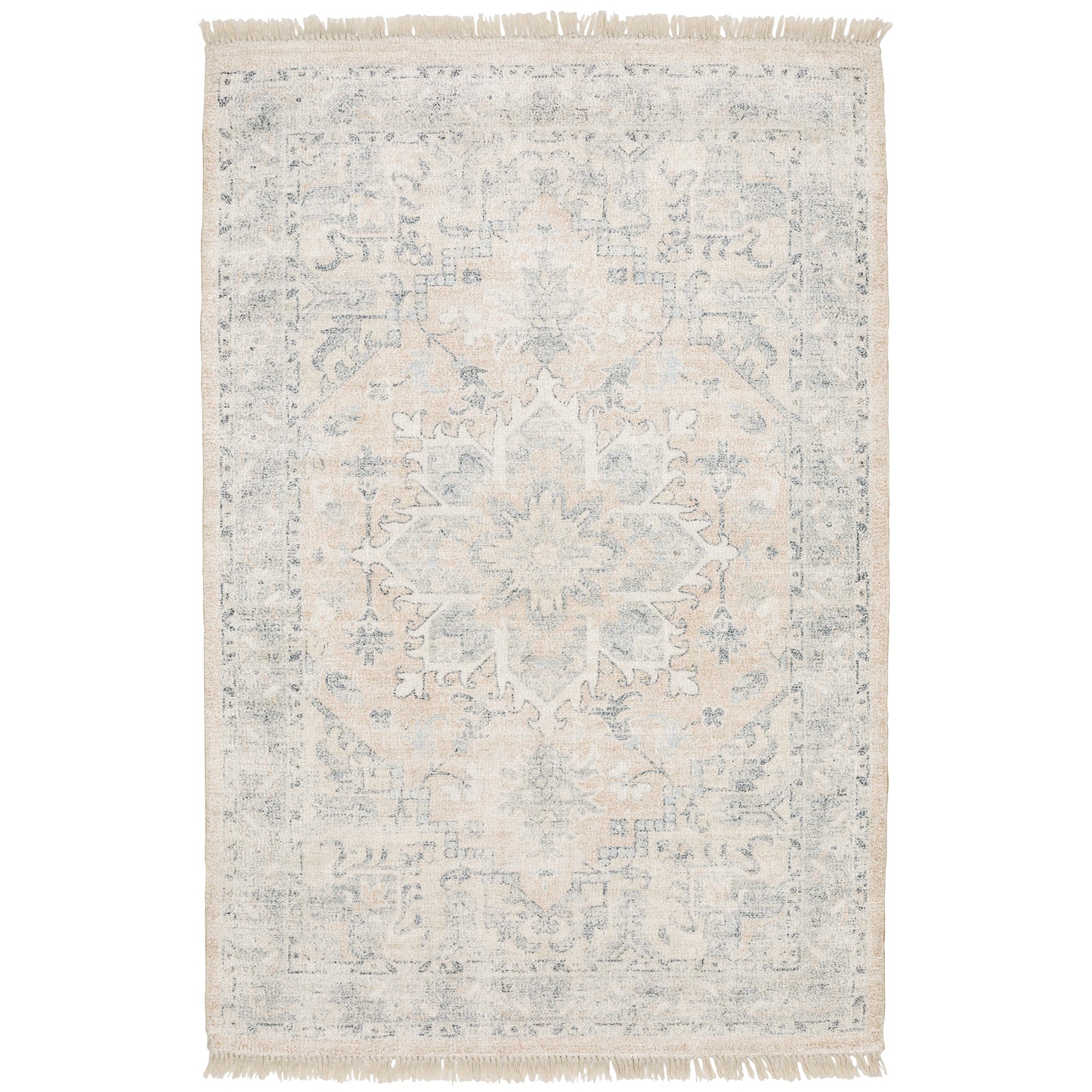 Malabar Beige Grey Traditional Oriental Indoor Rug