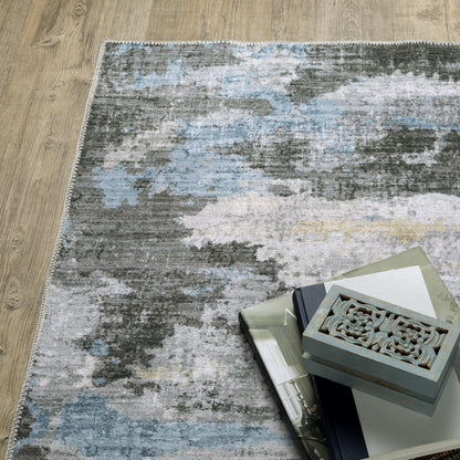 Malibu Grey Blue Modern & Contemporary Abstract Indoor Rug