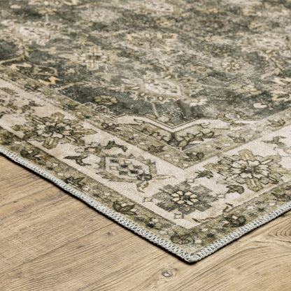 Malibu Green Beige Vintage Oriental Indoor Rug