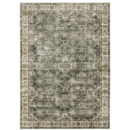 Malibu Green Beige Vintage Oriental Indoor Rug