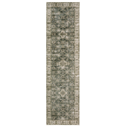 Malibu Green Beige Vintage Oriental Indoor Rug