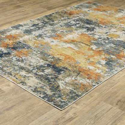 Malibu Orange Blue Modern & Contemporary Abstract Indoor Rug