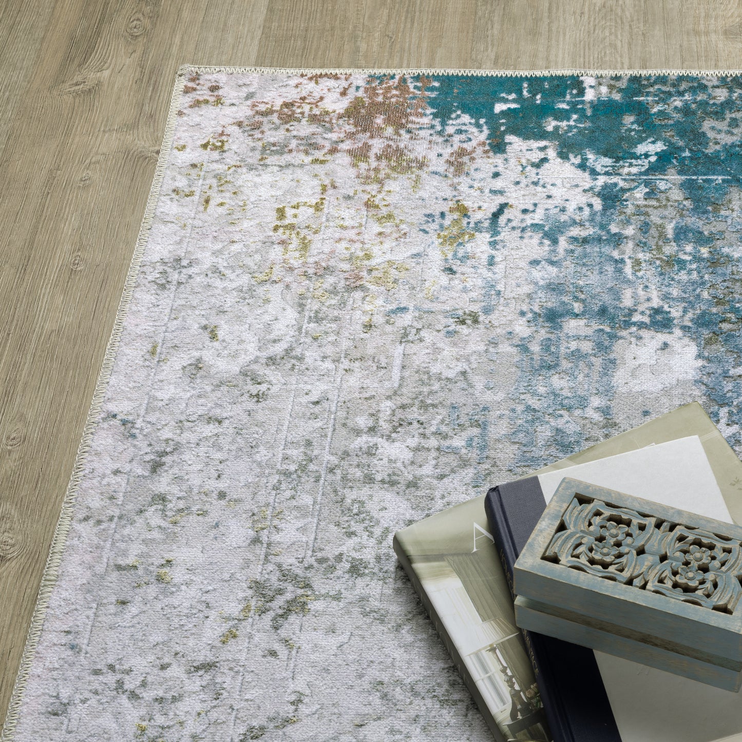 Malibu Ivory Blue Modern & Contemporary Abstract Indoor Rug