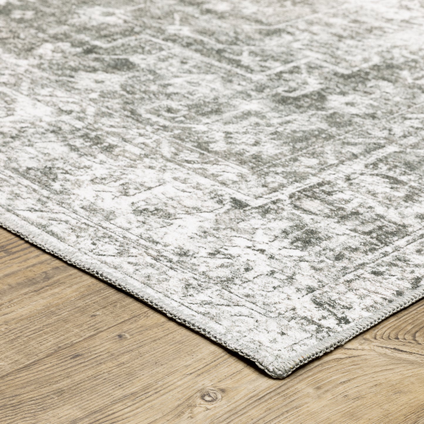 Malibu Sage Green Grey Traditional Oriental Indoor Rug