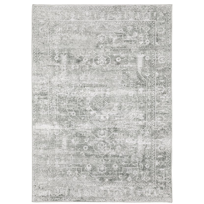 Malibu Sage Green Grey Traditional Oriental Indoor Rug