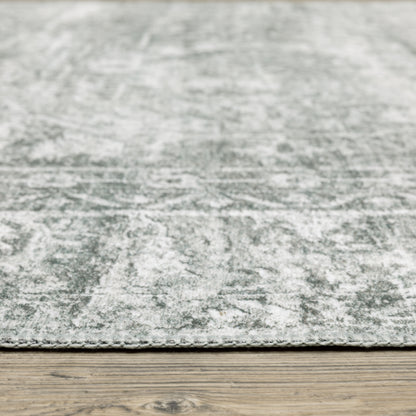 Malibu Sage Green Grey Traditional Oriental Indoor Rug