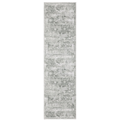 Malibu Sage Green Grey Traditional Oriental Indoor Rug