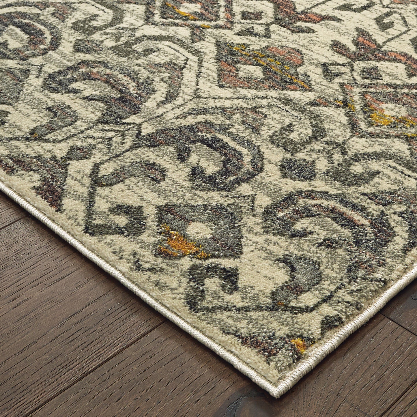 Mantra Ivory Grey Transitional Geometric Indoor Rug