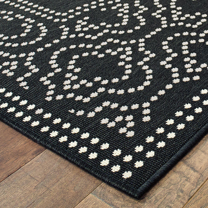 Marina Black Ivory Casual Border Indoor/Outdoor Rug