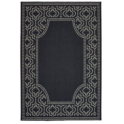 Marina Black Ivory Casual Border Indoor/Outdoor Rug