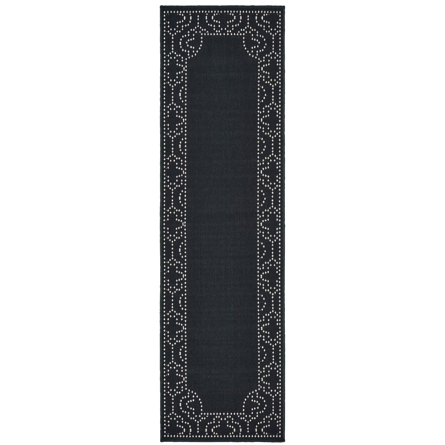 Marina Black Ivory Casual Border Indoor/Outdoor Rug