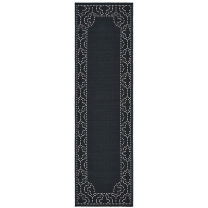 Marina Black Ivory Casual Border Indoor/Outdoor Rug