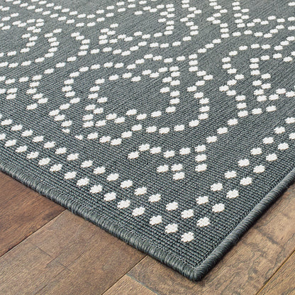 Marina Grey Ivory Casual Border Indoor/Outdoor Rug