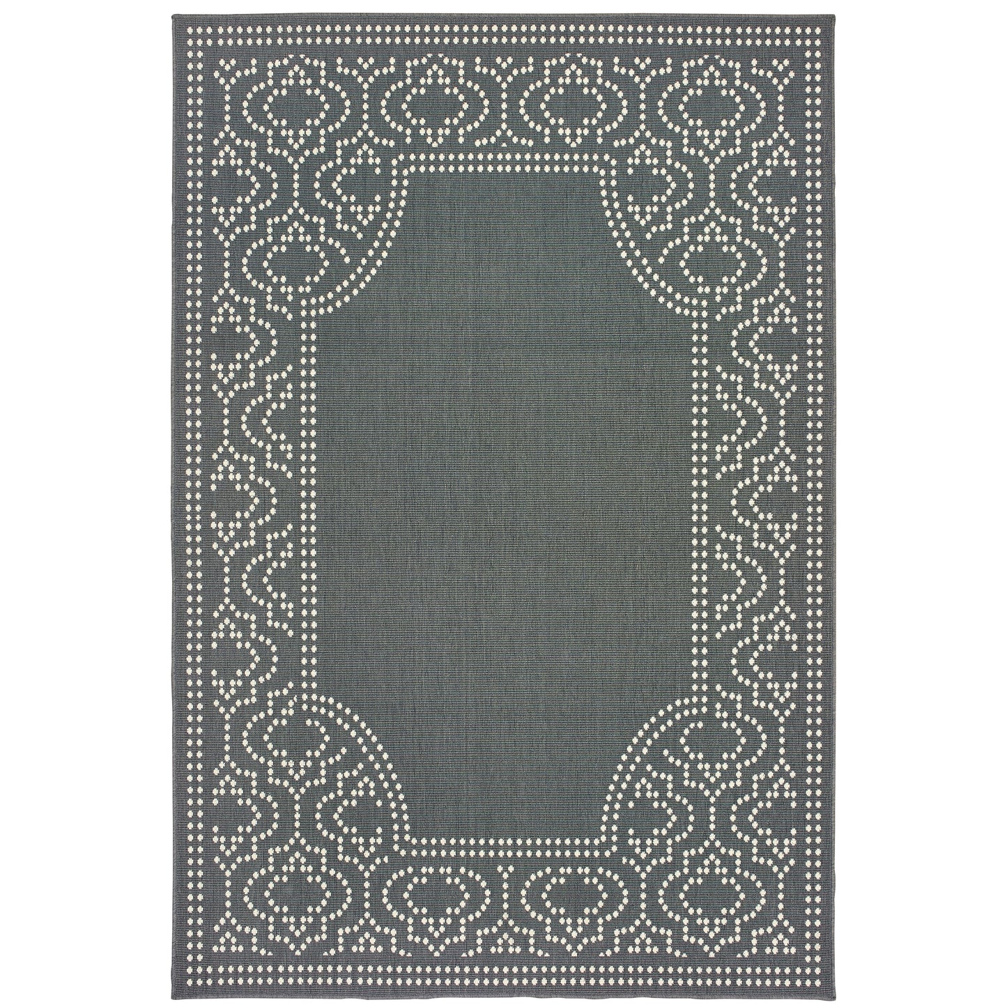 Marina Grey Ivory Casual Border Indoor/Outdoor Rug