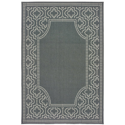 Marina Grey Ivory Casual Border Indoor/Outdoor Rug