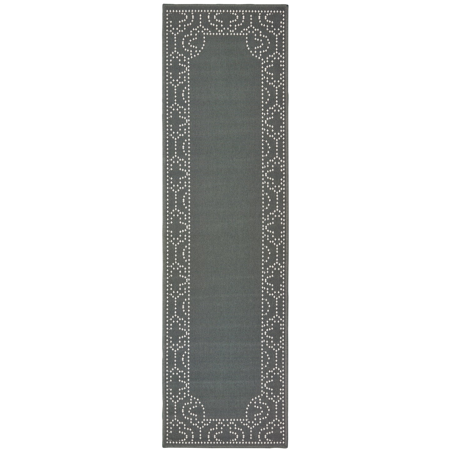 Marina Grey Ivory Casual Border Indoor/Outdoor Rug