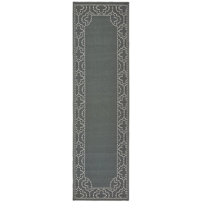 Marina Grey Ivory Casual Border Indoor/Outdoor Rug