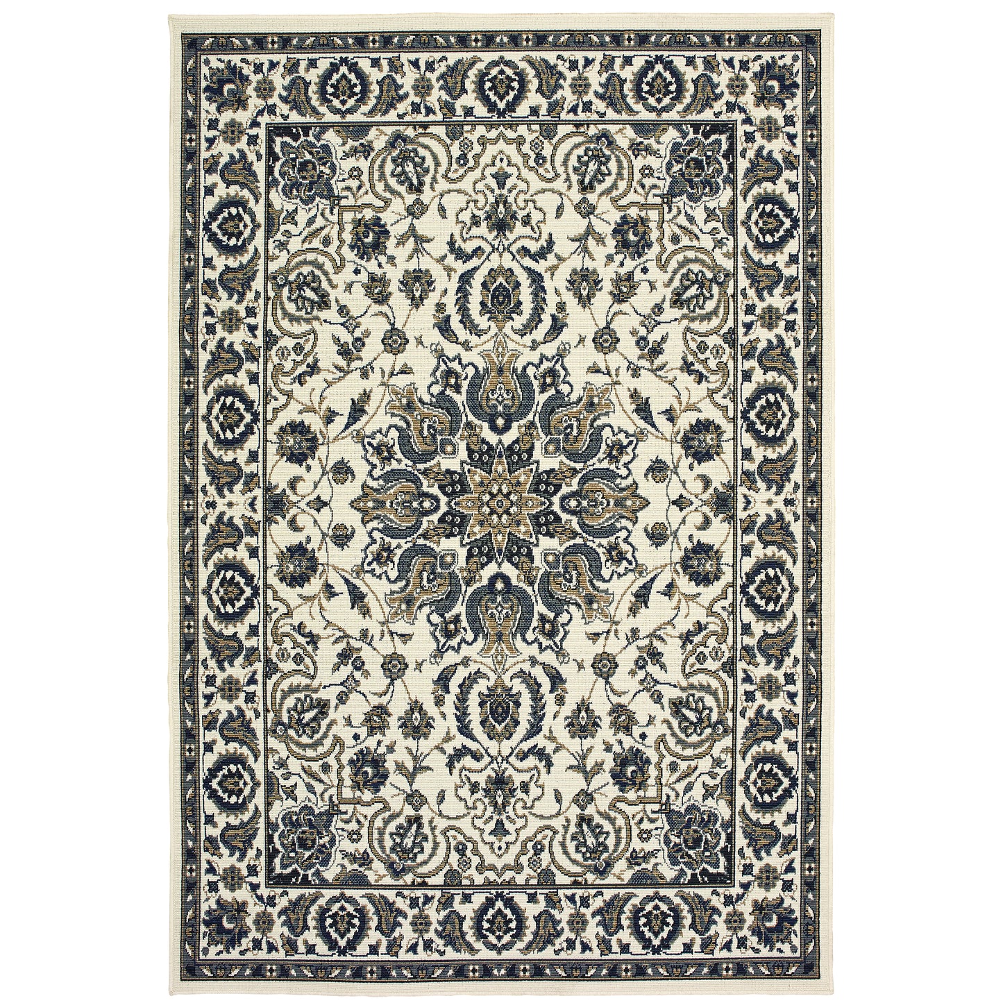 Marina Ivory Navy Traditional Oriental Indoor/Outdoor Rug