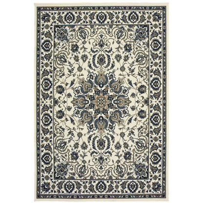 Marina Ivory Navy Traditional Oriental Indoor/Outdoor Rug