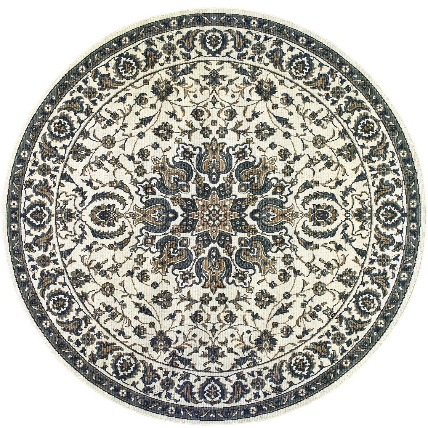 Marina Ivory Navy Traditional Oriental Indoor/Outdoor Rug