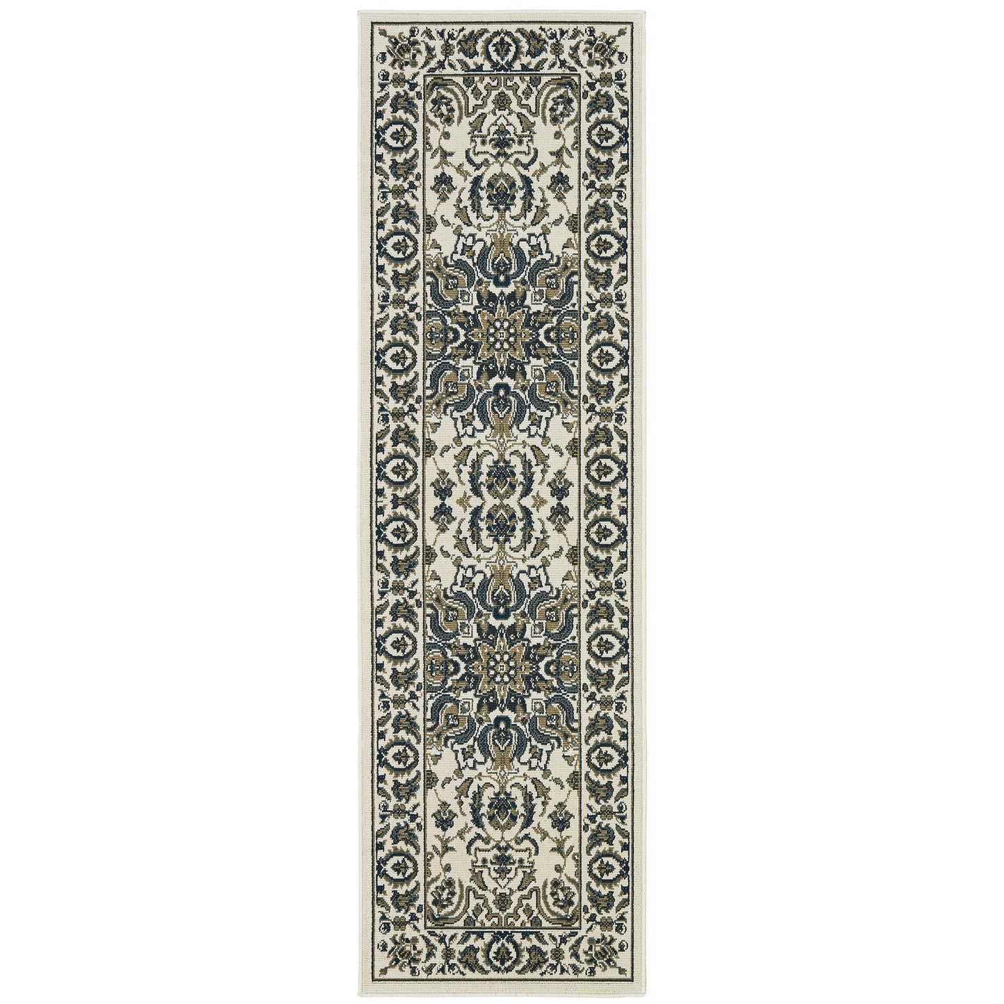 Marina Ivory Navy Traditional Oriental Indoor/Outdoor Rug