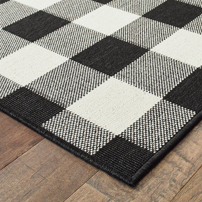 Marina Black Ivory Casual Geometric Indoor/Outdoor Rug