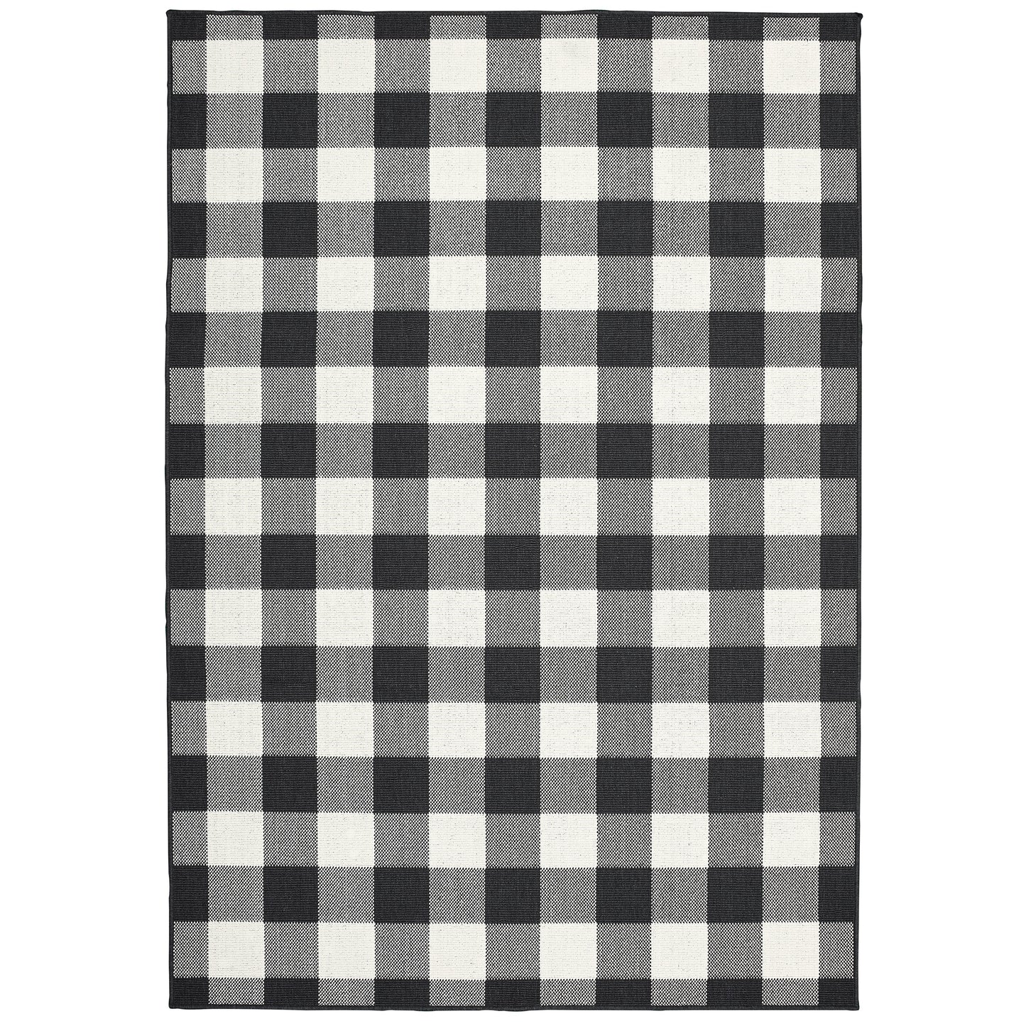 Marina Black Ivory Casual Geometric Indoor/Outdoor Rug