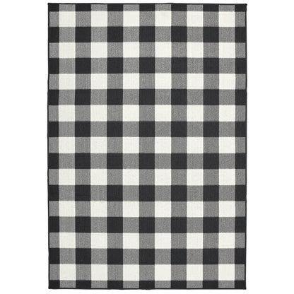 Marina Black Ivory Casual Geometric Indoor/Outdoor Rug