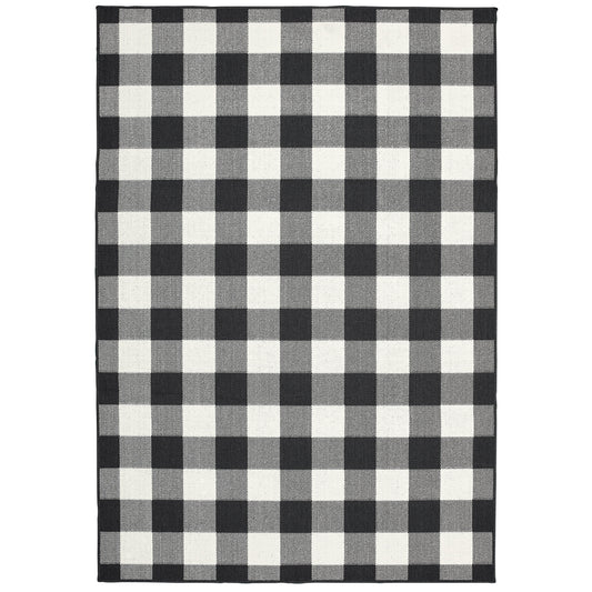 Marina Black Ivory Casual Geometric Indoor/Outdoor Rug