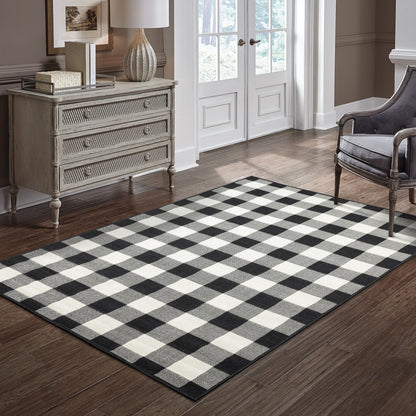 Marina Black Ivory Casual Geometric Indoor/Outdoor Rug