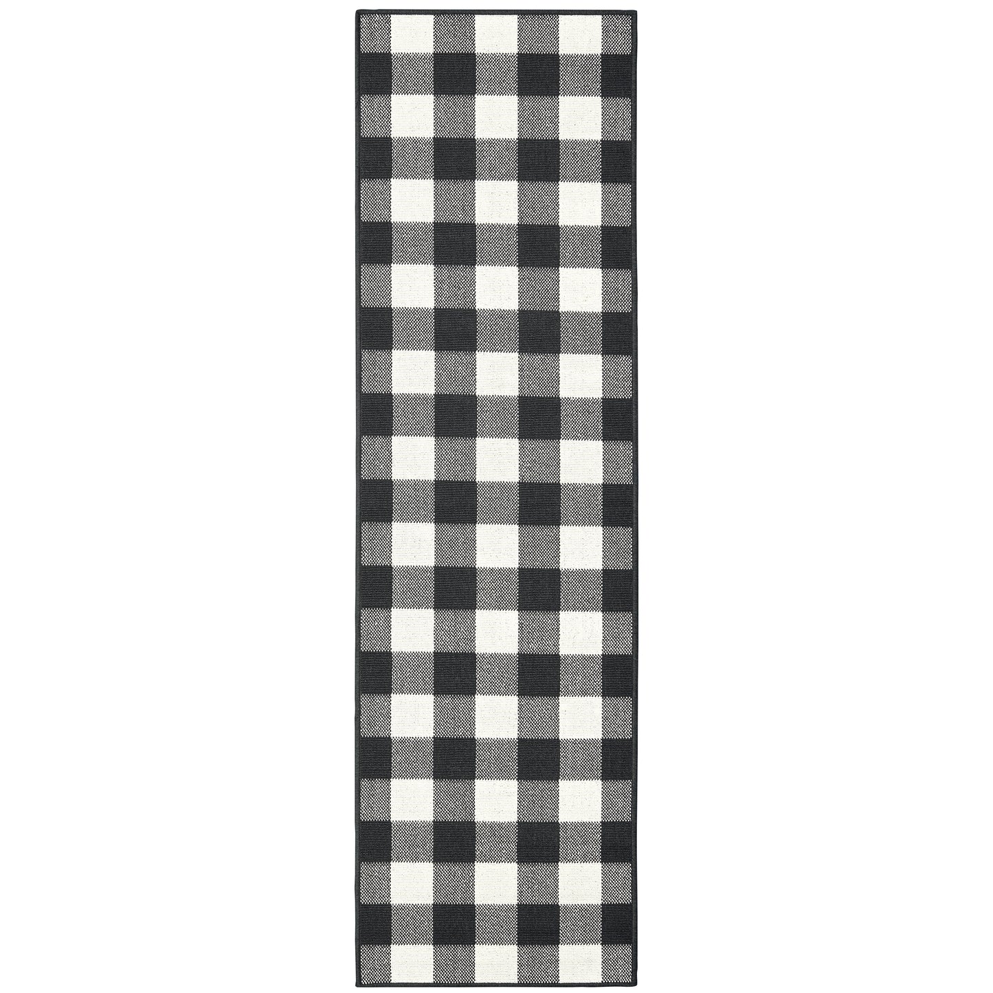 Marina Black Ivory Casual Geometric Indoor/Outdoor Rug