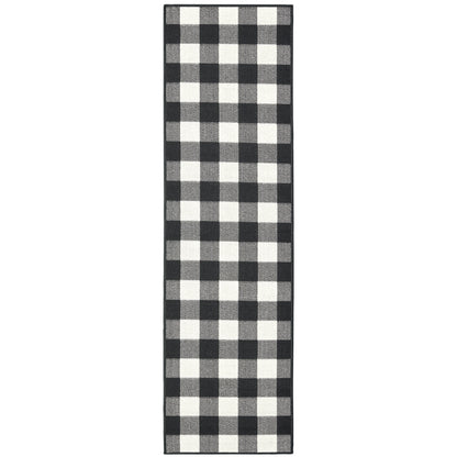 Marina Black Ivory Casual Geometric Indoor/Outdoor Rug