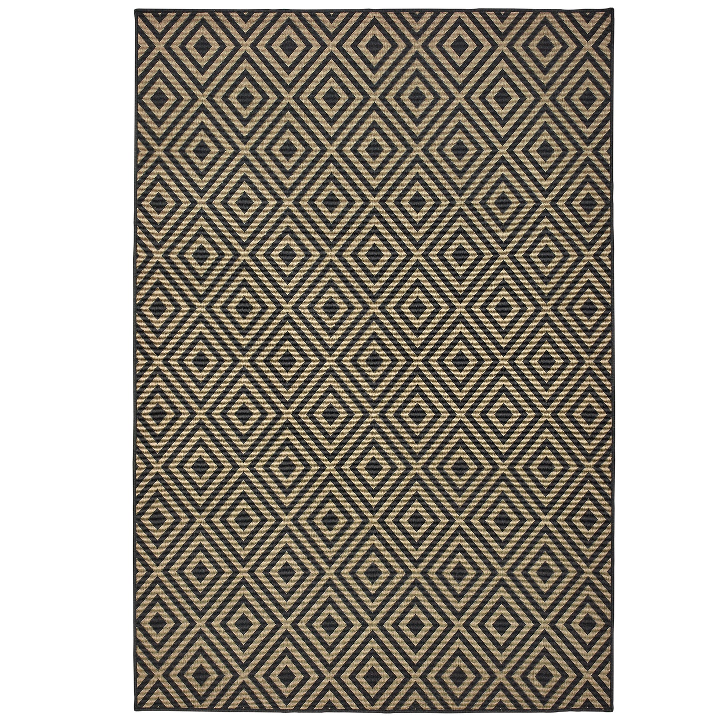 Marina Black Tan Casual Geometric Indoor/Outdoor Rug